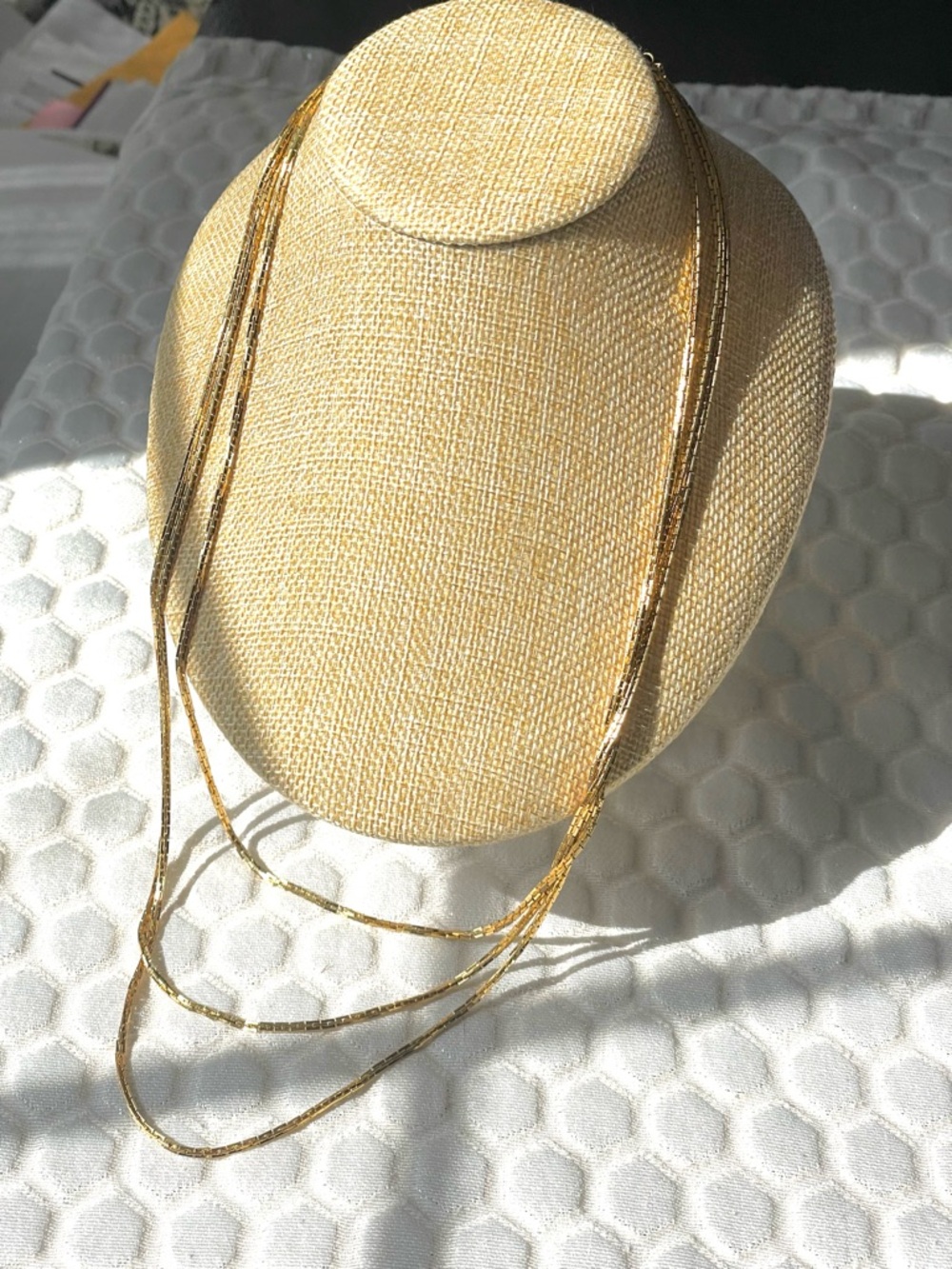 Vintage D’Orlan Gold Plated Triple Strand Layered Necklace